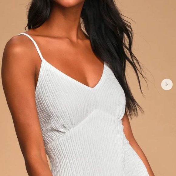 Lulus White Tie-Back Faux-Wrap Midi Dress - Size Medium - Picture 2 of 4